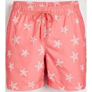 George Mens Swim Shorts XL Coral Starfish Print Lined Pockets Drawstring